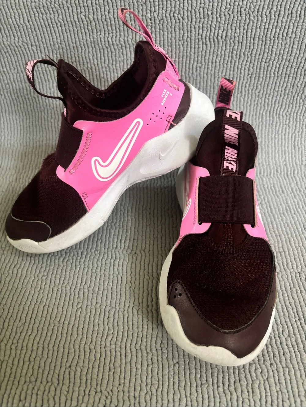 Nike Kids Maroon and Pink Slip-On Athletic Sneakers